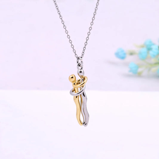 Gold Plated Hug Couple Necklace